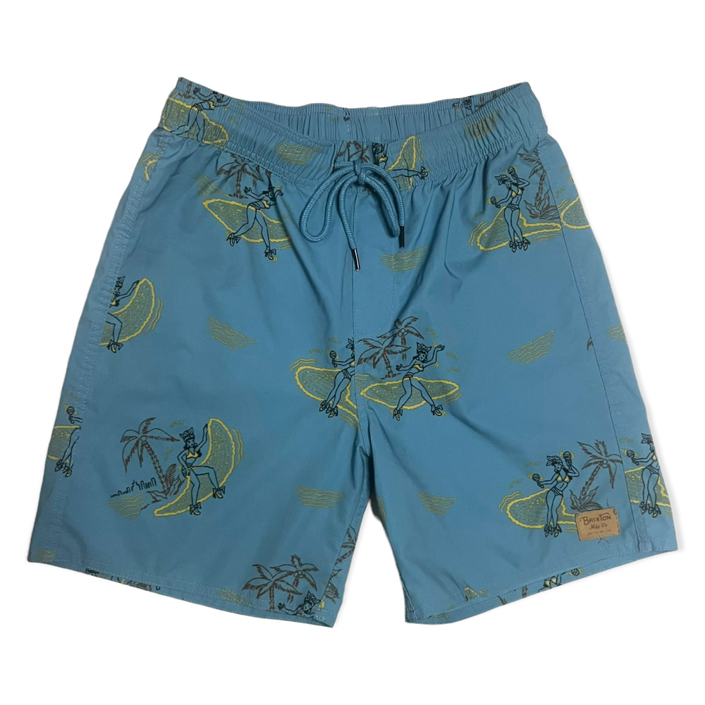 Brixton Mfg Co Men's Tropical Blue & Yellow Swim Trunks Board Shorts Size S